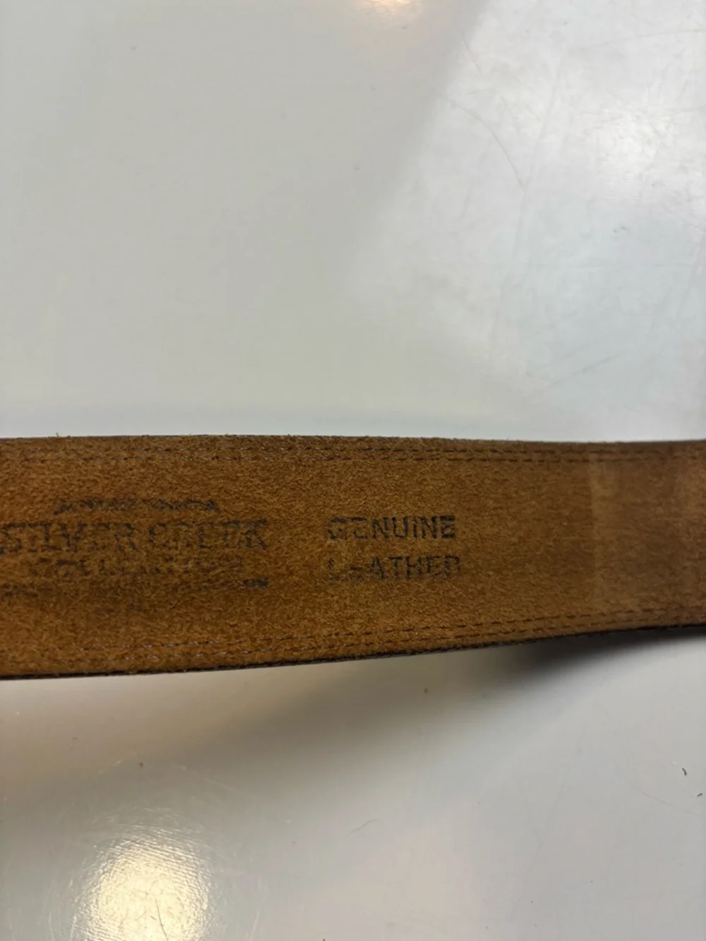 SILVER CREEK Brown padded mens leather belt‎ sz 38